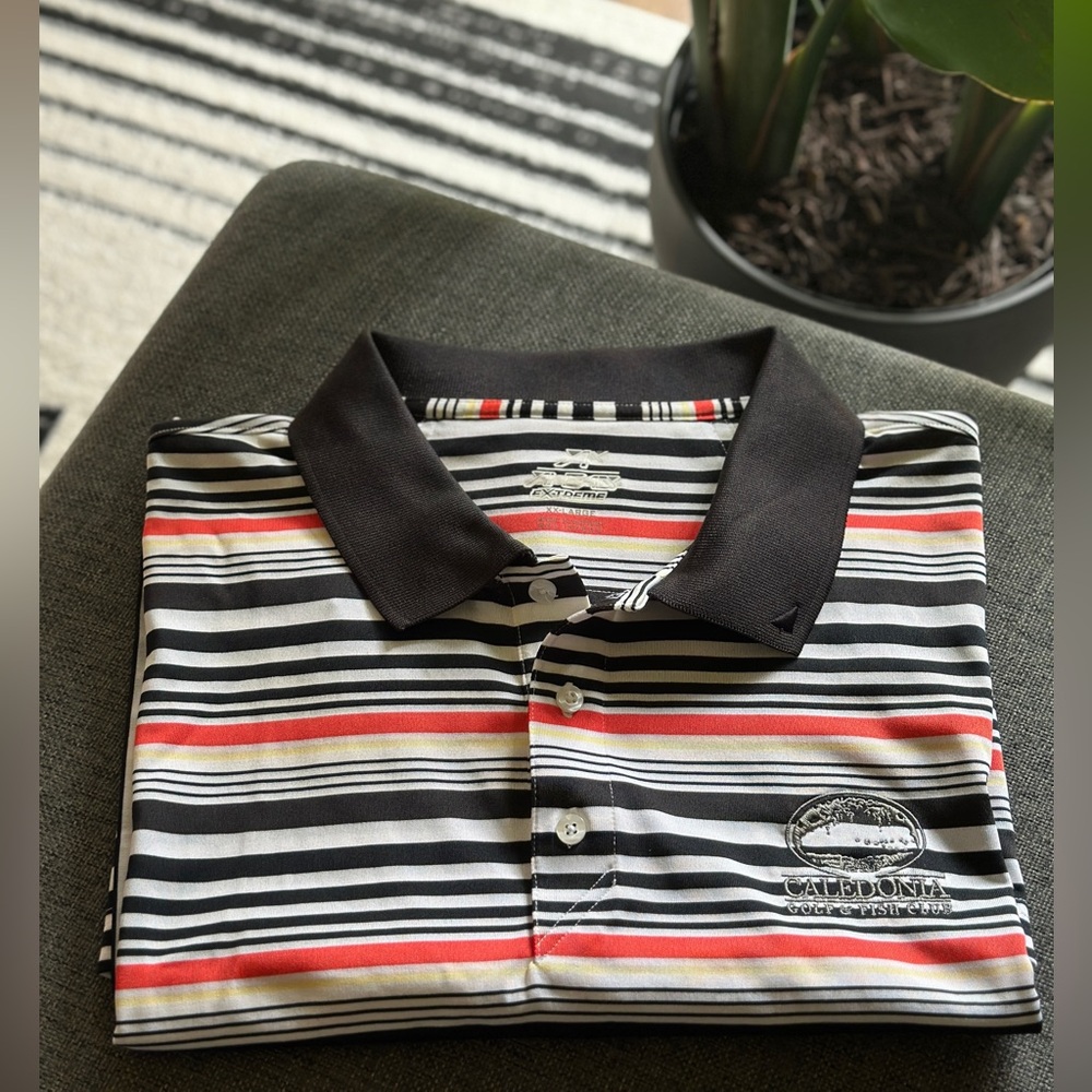 AHEAD Classic Striped Polo Shirt - Black, White, Yellow, Red
